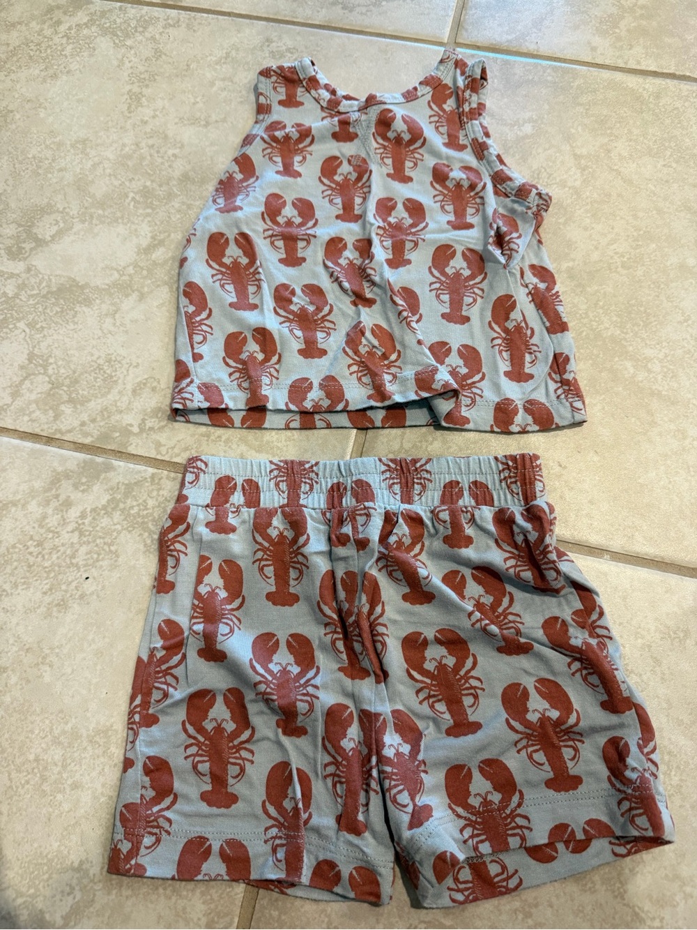 kate quinn Blue and Rust Lobster Tank & Shorts Set